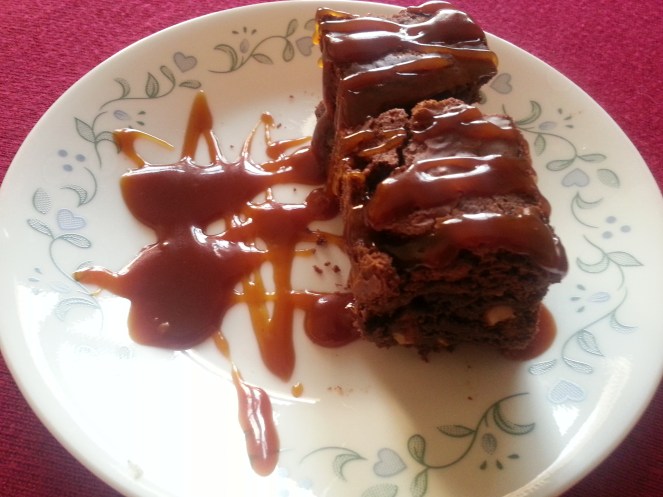 fudgy-choc-brownie-salted-caramel-sauce